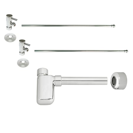 Westbrass Flat Trap 1/4-Turn Lavatory Kit W/ Valves & Risers PNI D1938QRL-05